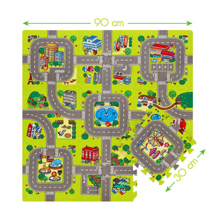 Kids' Puzzle Mat, Cars Design, 9 Pieces, 90x90cm