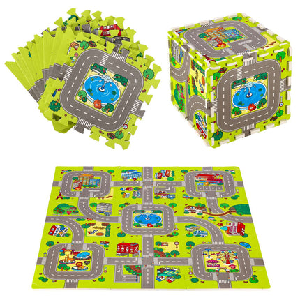 Kids' Puzzle Mat, Cars Design, 9 Pieces, 90x90cm