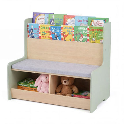 Kids Reading Nook Bench, Bookshelf and 2 Cubby Storage