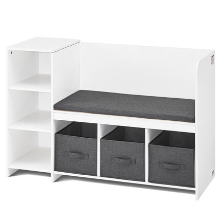 Kids Reading Nook Bench With Cushion, 6 Cubby, 3 Drawer