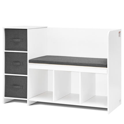 Kids Reading Nook Bench With Cushion, 6 Cubby, 3 Drawer