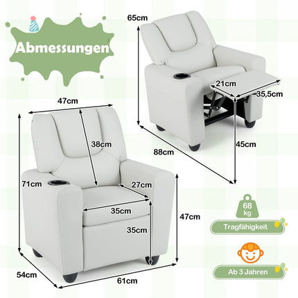 Kids Recliner Chair with Adjustable Backrest & Footrest