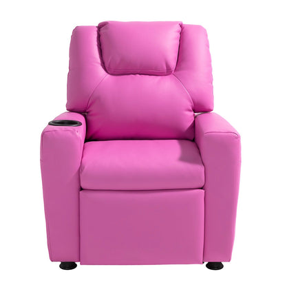 Kids Reclining Chair with Cup Holder, Adjustable Backrest, Pink
