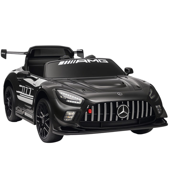 Kids Ride-On Car, 12V Battery, LED Lights, Music, Black