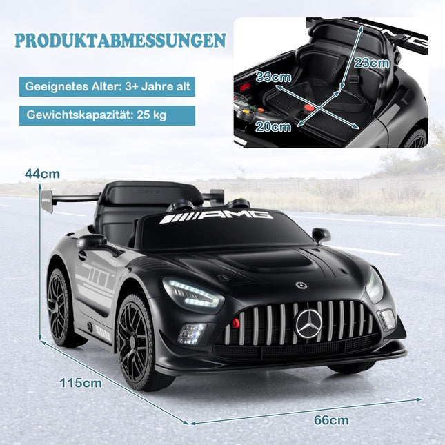 Kids Ride-On Car, Mercedes-AMG GT3, Remote Control, Black