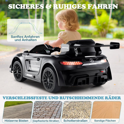 Kids Ride-On Car, Mercedes-AMG GT3, Remote Control, Black