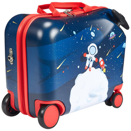 Kids Ride-On Carry-On Suitcase, 18-Inch, 26L, Blue & White