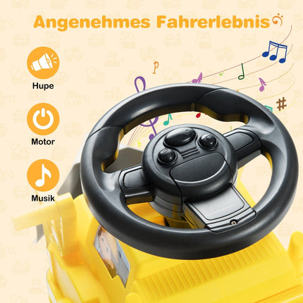 Kids Ride-On Car with Trailer & Scoop, Yellow, Storage