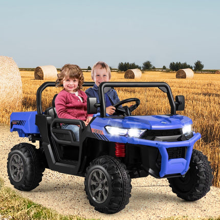Kids Ride-On Dump Truck with Remote, 2 Seats, Blue