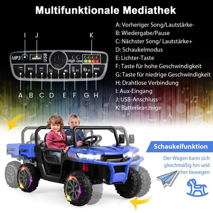 Kids Ride-On Dump Truck with Remote, 2 Seats, Blue