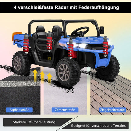 Kids Ride-On Dump Truck with Remote, 2 Seats, Blue