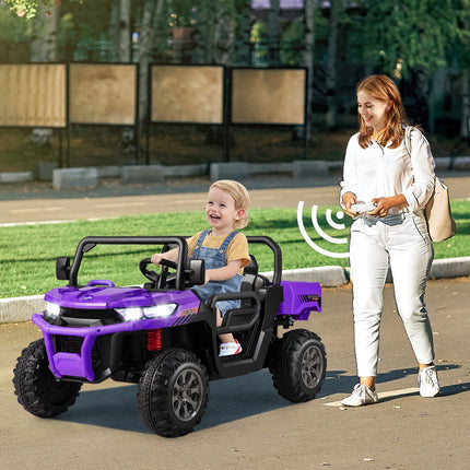 Kids Ride-On Dump Truck with Remote, 2 Seats, Purple