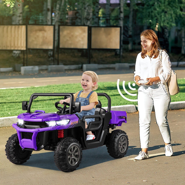 Kids Ride-On Dump Truck with Remote, 2 Seats, Purple