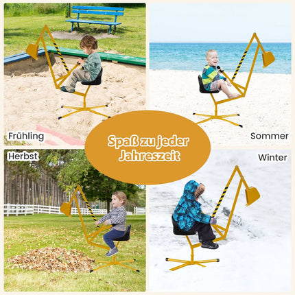 Kids' Ride-On Excavator with 360 Rotating Seat, Metal