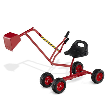 Kids Ride-On Excavator with 360 Rotating Seat, Red