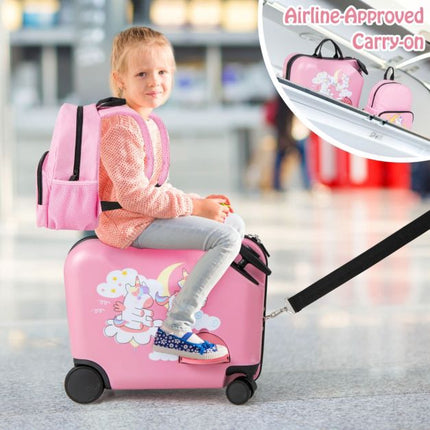 Kids Ride-On Luggage Set, 2-Piece Spinner Suitcase + Backpack