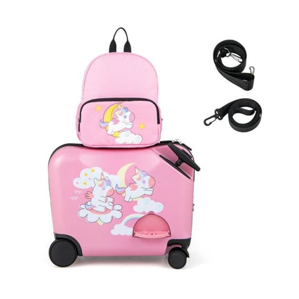 Kids Ride-On Luggage Set, 2-Piece Spinner Suitcase + Backpack