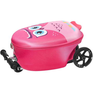 Kids Ride-On Scooter Suitcase, Flashing Wheels, 20-Inch 20L, Pink
