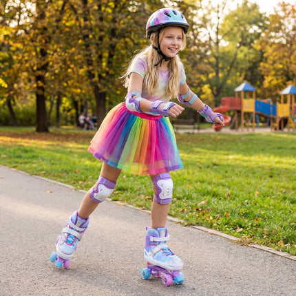 Kids Roller Skates, Adjustable, Light-Up Wheels, Ages 9-14, Blue