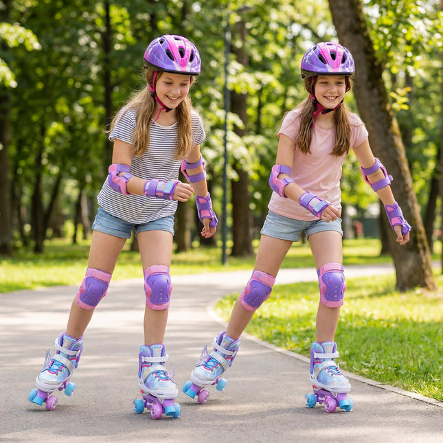 Kids Roller Skates, Adjustable, Light-Up Wheels, Ages 9-14, Blue