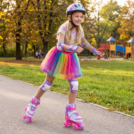 Kids Roller Skates, Adjustable, Light-Up Wheels, Pink