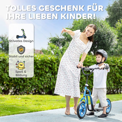 Kids Scooter, Adjustable Handlebar, Large Wheels, Blue