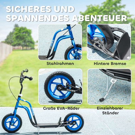 Kids Scooter, Adjustable Handlebar, Large Wheels, Blue