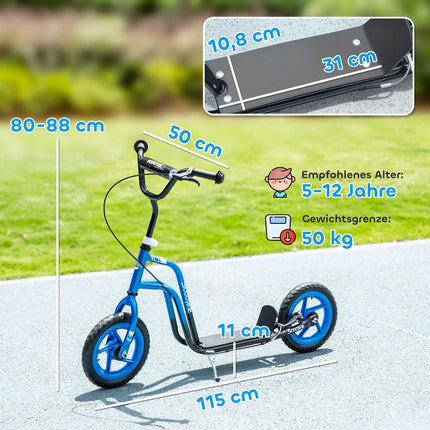 Kids Scooter, Adjustable Handlebar, Large Wheels, Blue