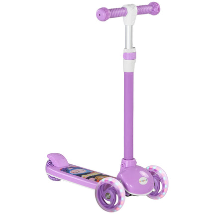Kids Scooter with LED Wheels, Adjustable Height, Purple