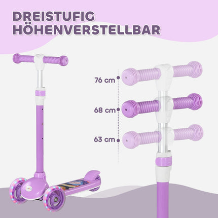 Kids Scooter with LED Wheels, Adjustable Height, Purple