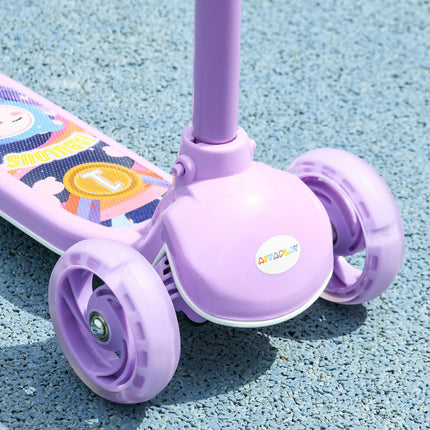 Kids Scooter with LED Wheels, Adjustable Height, Purple
