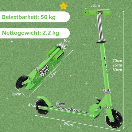 Kids Scooter with LED Wheels, Foldable, Adjustable Handlebar