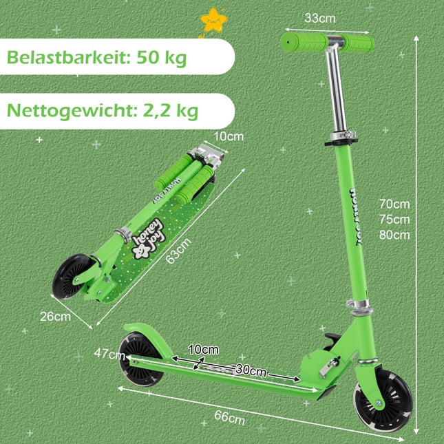 Kids Scooter with LED Wheels, Foldable, Adjustable Handlebar