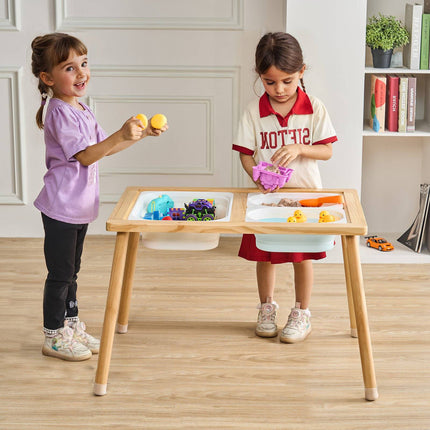 Kids Sensory Table, 3 Storage Bins, Double-Sided Top
