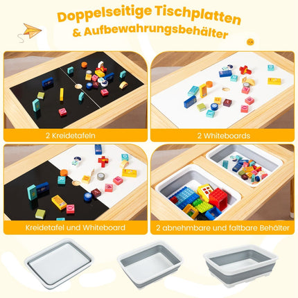 Kids' Sensory Table Set with 2 Stools, Dual-Sided Top