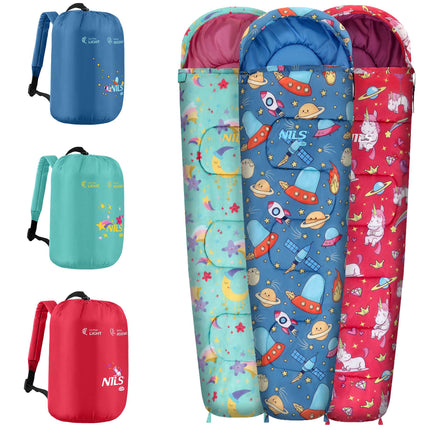 Kids Sleeping Bag with Backpack, Stars, 12C Comfort