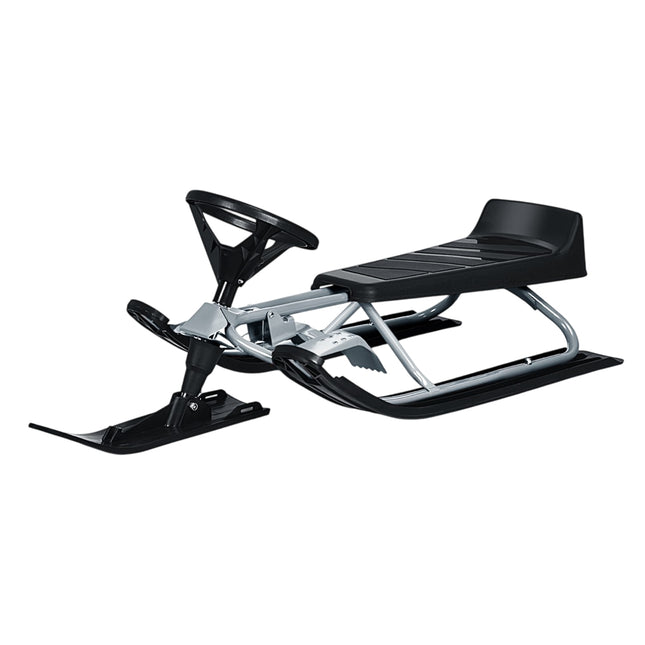 Kids Snow Sled With Steering Wheel, Double Brakes, Pull Rope