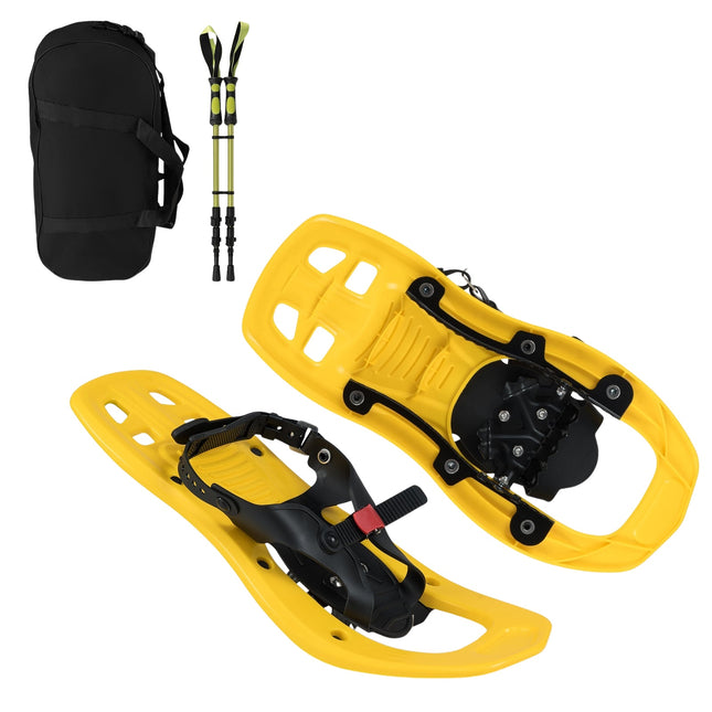 Kids Snowshoes Set with Adjustable Poles & Bag, Yellow