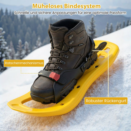 Kids Snowshoes Set with Adjustable Poles & Bag, Yellow