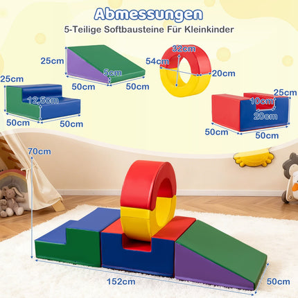 Kids Soft Climbing & Crawling Playset, 5-Piece, Multicolor