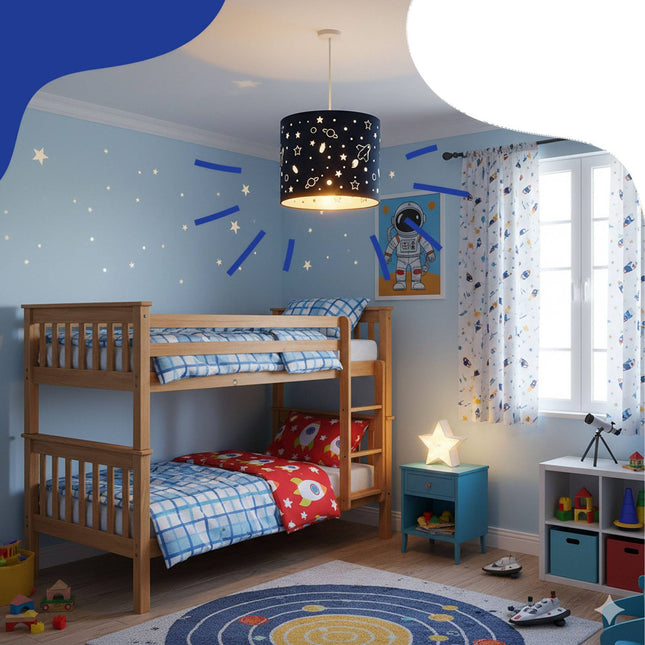 Kids' Space-Themed Hanging Lamp – Planets & Stars