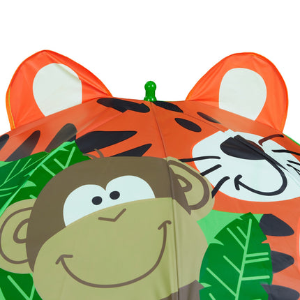 Kids Stick Umbrella, Jungle Design, Monkey & Tiger