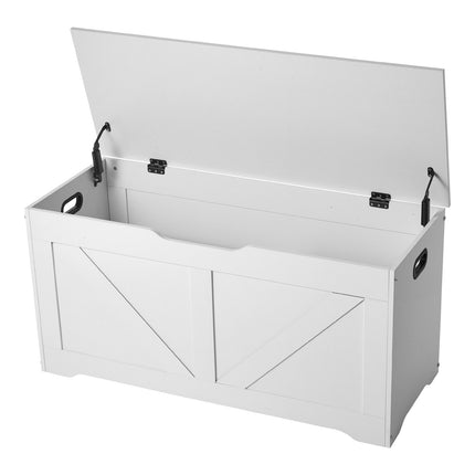 Kids Storage Bench Toy Box, Safety Hinge, White, 990mm