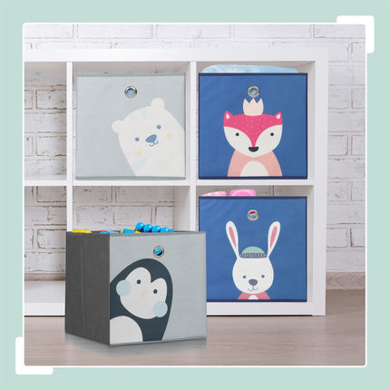 Kids Storage Box Set of 4 – Foldable, Animal Designs
