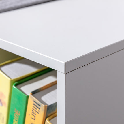 Kids Storage Shelf and Bench with Cushion, White/Grey