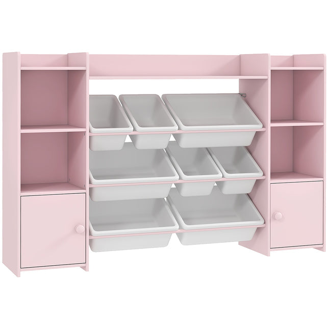 Kids Storage Shelf with 8 Removable Bins – Pink