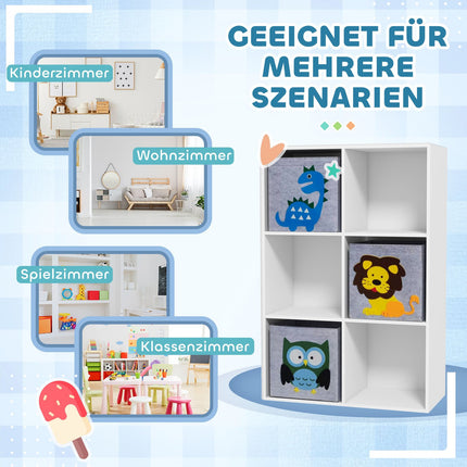 Kids Storage Shelf with Cubes and Drawers, MDF, White