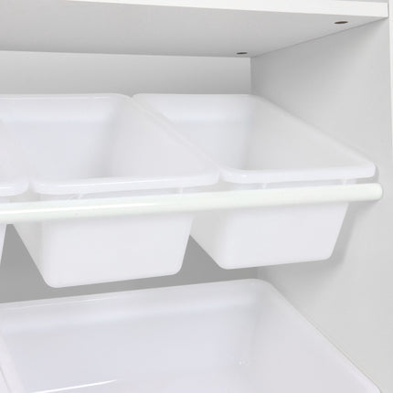 Kids Storage Unit With 8 Bins, White Toy And Book Shelf