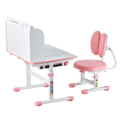 Kids Study Desk and Chair Set – Adjustable Tilt Top, Pink