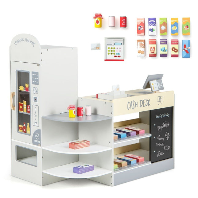 Kids Supermarket Playset with Cash Register & Chalkboard